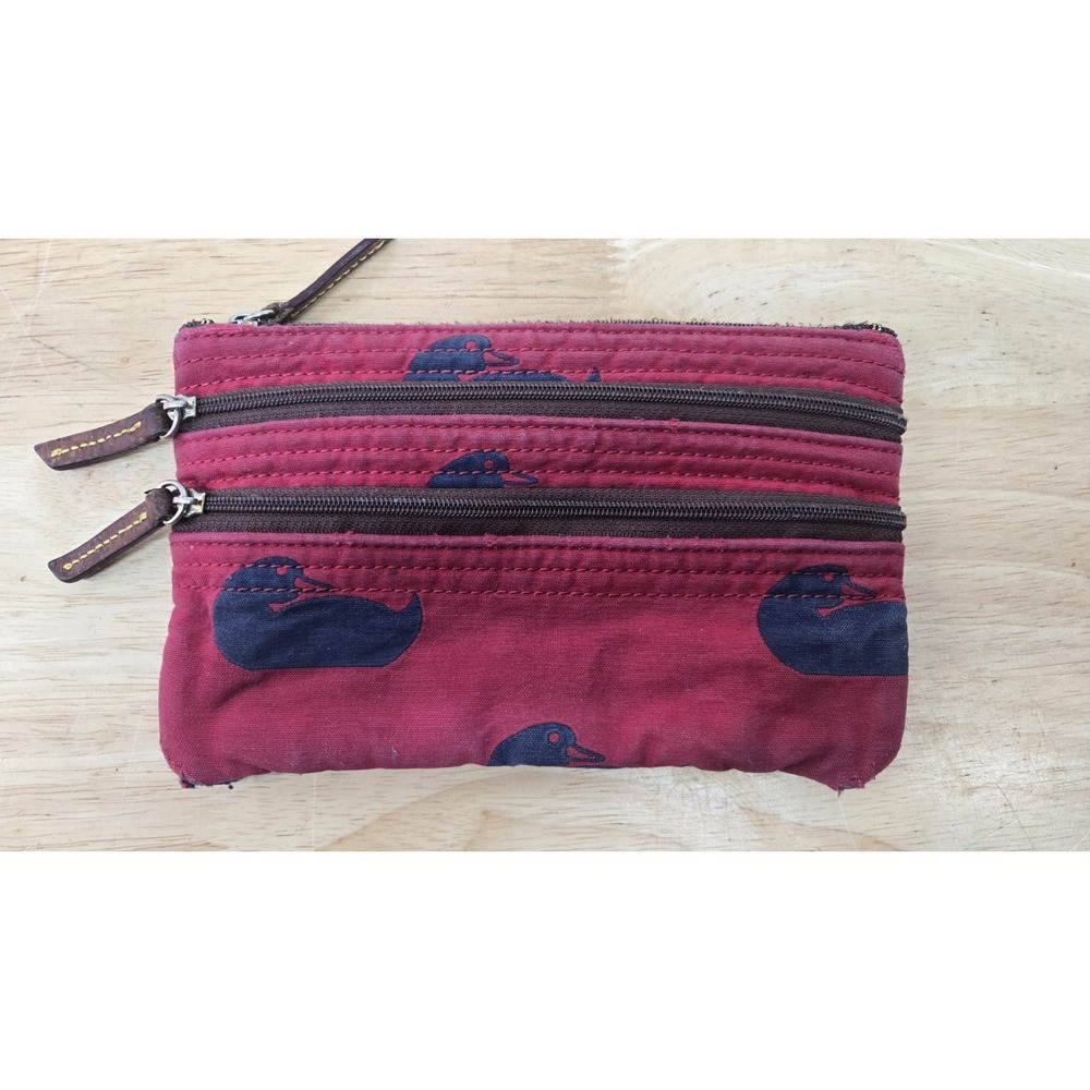 Dooney & Bourke Red/Black Wonder Ducks Triple Zip‎ Pouch